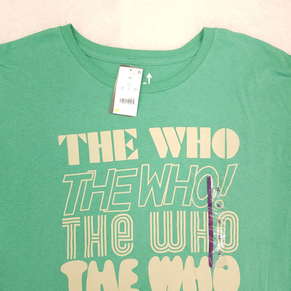 The Who Band Crew Neck Graphic T Shirt Mens Size Extra Large XL Green